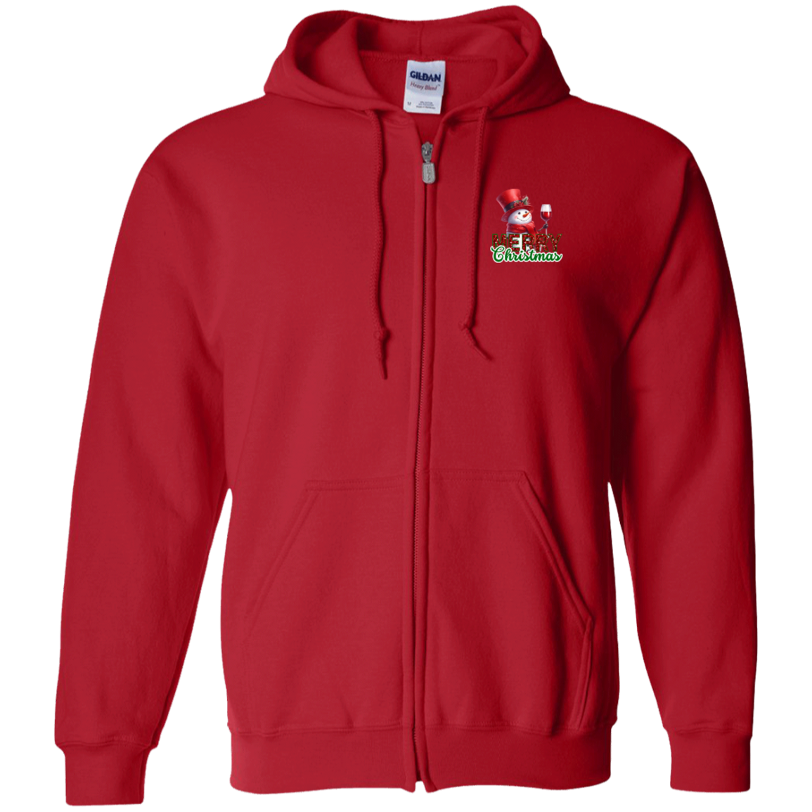 Merry Christmas Gildan Zip Up Hooded Sweatshirt