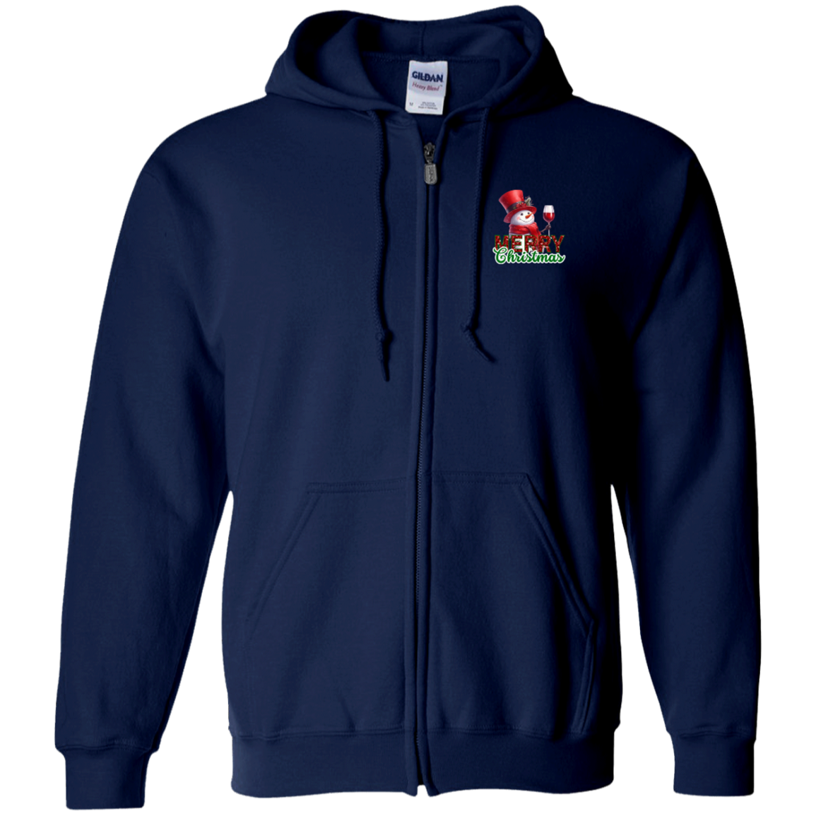 Merry Christmas Gildan Zip Up Hooded Sweatshirt