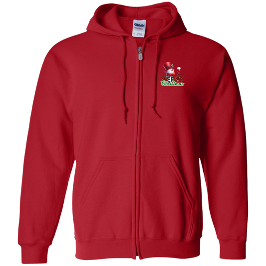 Merry Christmas Gildan Zip Up Hooded Sweatshirt