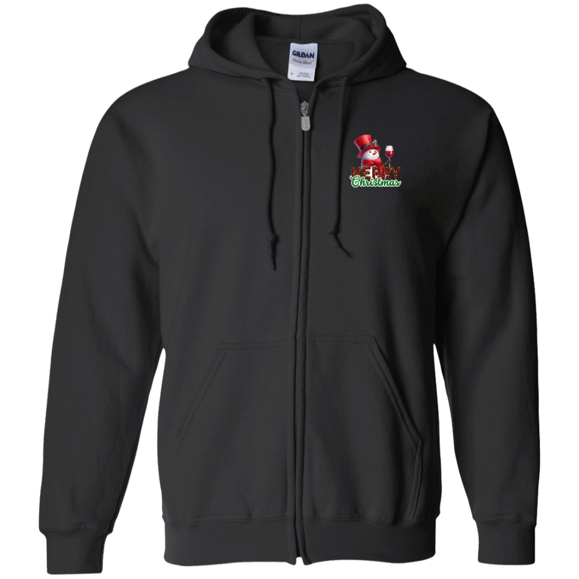 Merry Christmas Gildan Zip Up Hooded Sweatshirt