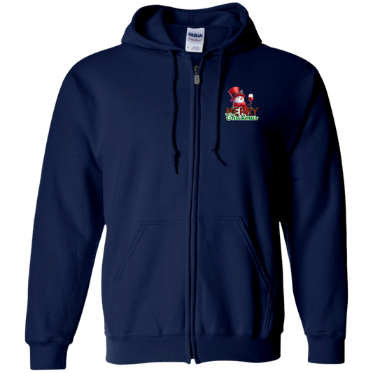 Merry Christmas Gildan Zip Up Hooded Sweatshirt